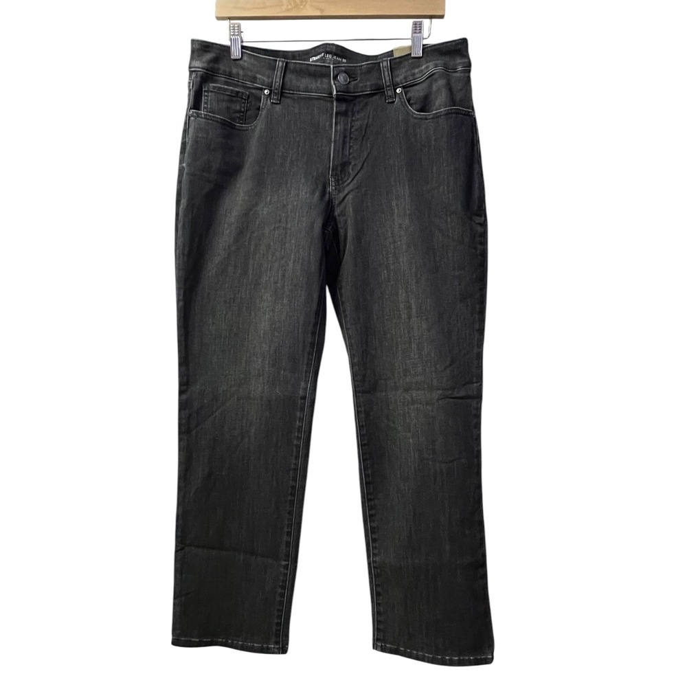 Chicos Straight Leg Jean Size 2 Short L Vancouver Gray Wash Denim Mid‎ Rise NWT